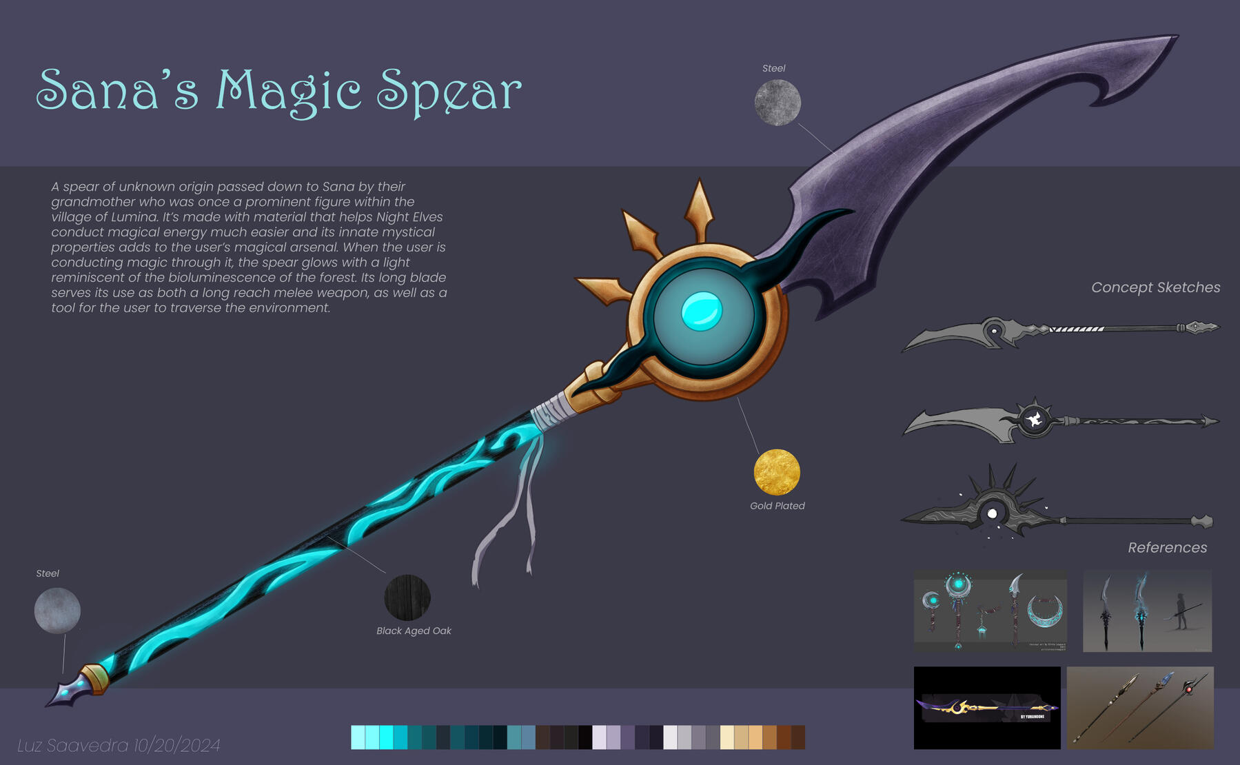 Magic Spear Weapon Design | Concept Art | Fall 2024 | Clip Studio Paint & Adobe Photoshop
