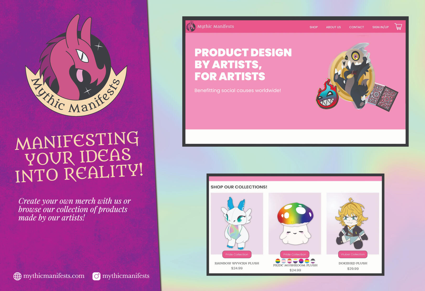 Mythic Manifests: Website & Showcase Poster | Visual Communications Capstone | Fall 2024 | Adobe Illustrator, Adobe Photoshop