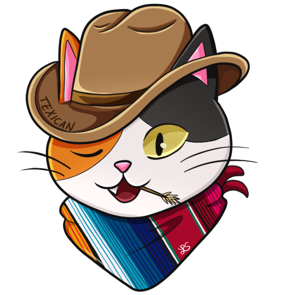 Texican Cat Sticker | Contemporary Art | Spring 2024 | Clip Studio Paint